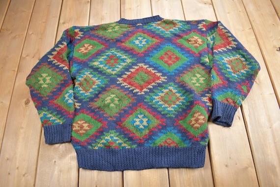 Vintage 1990s Woolrich Aztec Pattern Knitted Crew… - image 2