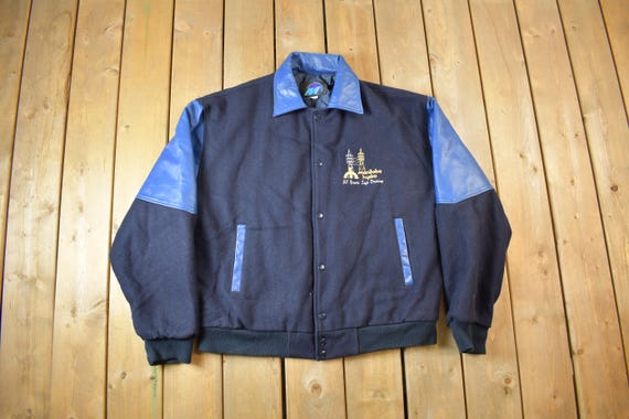 Vintage 1990s Manitoba Hydro Embroidered Logo Leather & Wool 