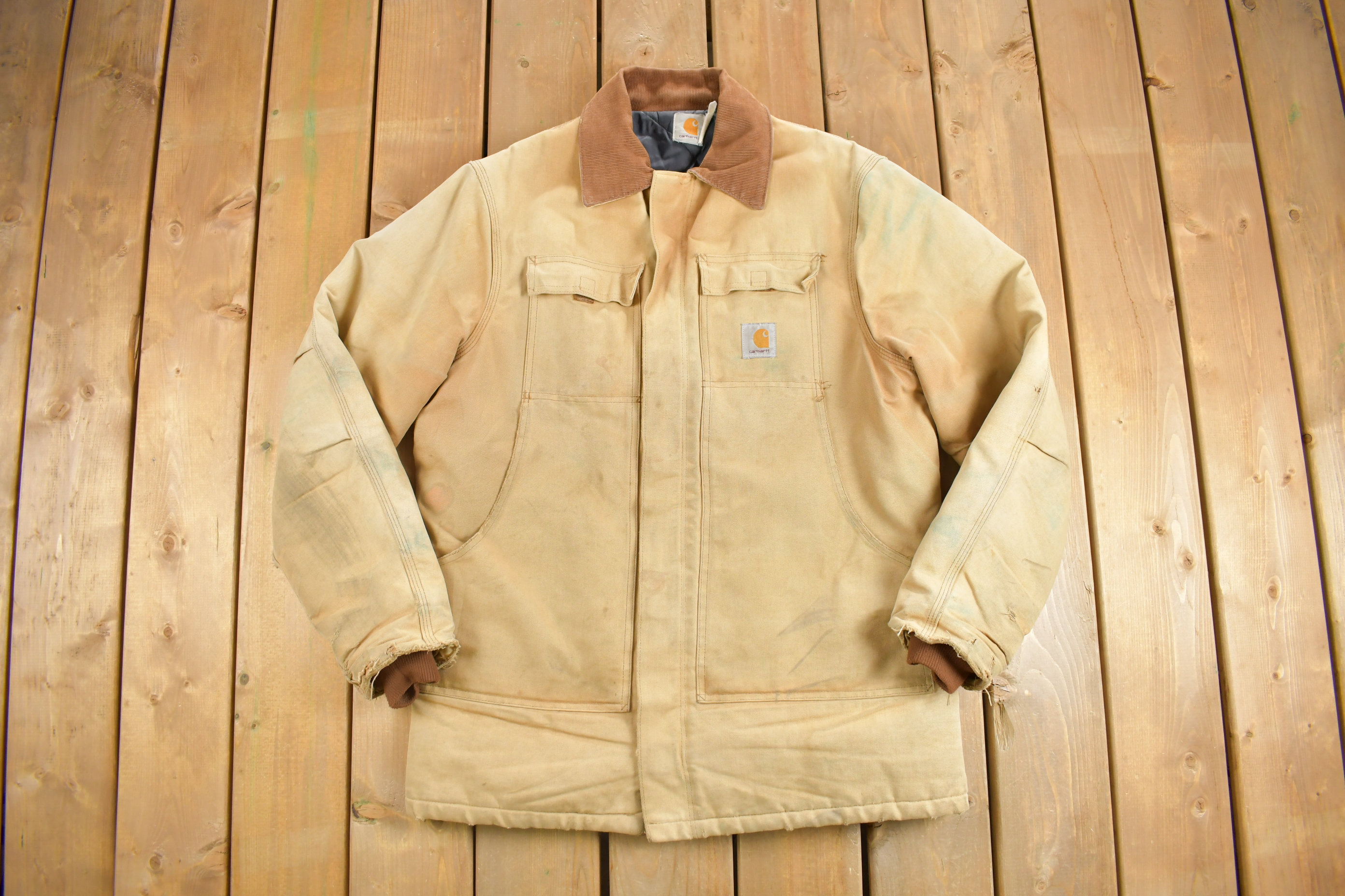 Vintage 1990s Carhartt Traditional Work Jacket / Diamond Quit