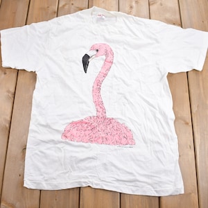 Vintage 1990 Pink Flamingo Graphic T Shirt / Vintage T Shirt / Streetwear / Graphic Tee / Single Stitch / Made In USA