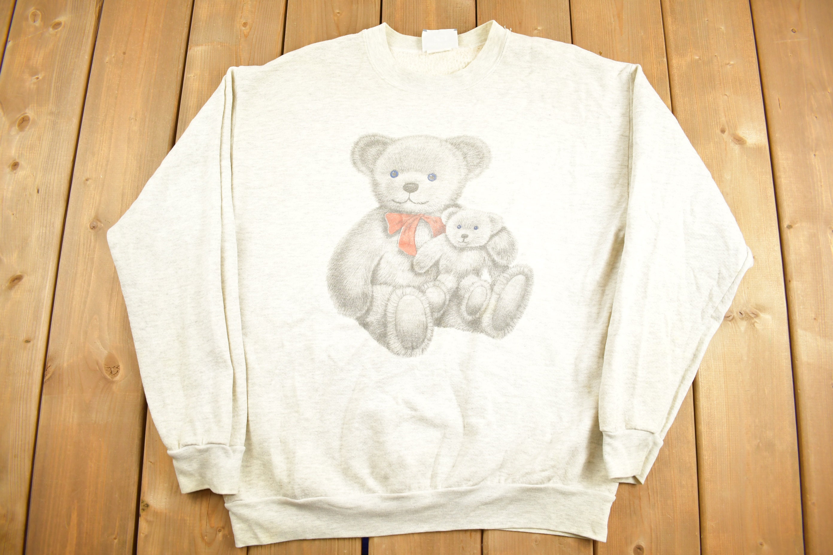Vintage 1990s Lee Cute Teddy Bear Crewneck Sweater / 90s Crewneck