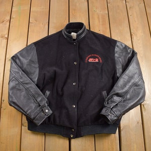 Vintage 1990s ERB Leather Varsity Jacket / Made in Canada / Fall Outerwear / Leather Coat / Winter Outerwear / Streetwear Fashion / Suede