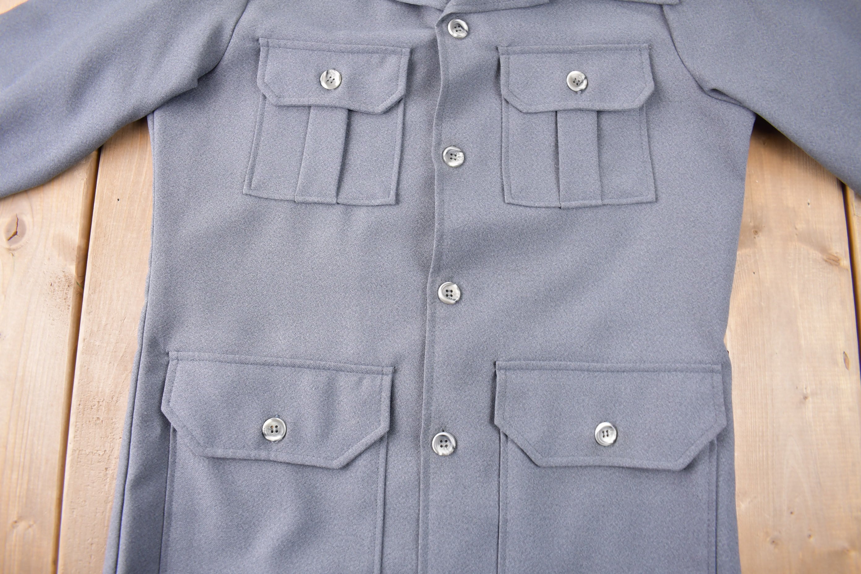 Vintage 1970s Levi's Panatela Tops Grey Western Style Button