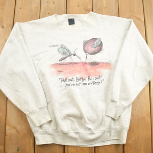Vintage 1990s Funny Bug Themed Crewneck Sweatshirt / 90s Crewneck / Made In USA / Streetwear / Comedic Sweater /