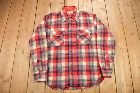 Vintage 1970s Kings Road Sears Mens Store Plaid B… - image 1