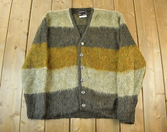 Vintage Cardigan / Mohair Cardigan / 1960s Campus Fuzzy Mohair
