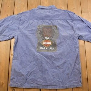 Vintage 1993 Harley Davidson 90 Year Anniversary Button Up / Made In USA / Biker Tee / Souvenir T Shirt / Button Up Shirt / Vintage Harley