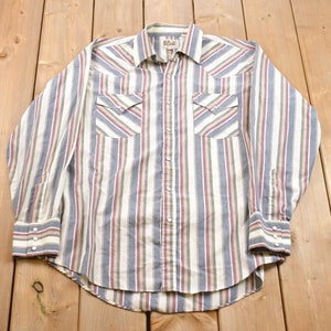 Vintage 1990s Ely Cattleman Button Up Shirt / 1990s Button Up / Vintage striped shirt / Casual Wear