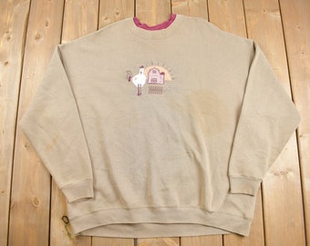 Vintage 1990s Cute Farm Theme Grandma Crewneck Sweater / 90s Crewneck / Grandma Sweater / Streetwear / Made In USA / Chicken / Cottage Core