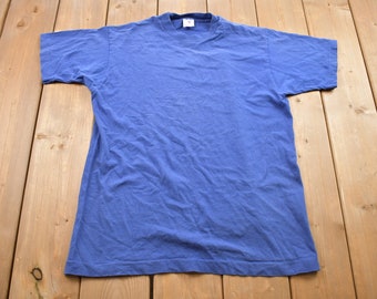Vintage 1990s Blank Blue Fruit Of the Loom T-Shirt / Streetwear / Single Stitch / Made In USA / 1990s Blank tee