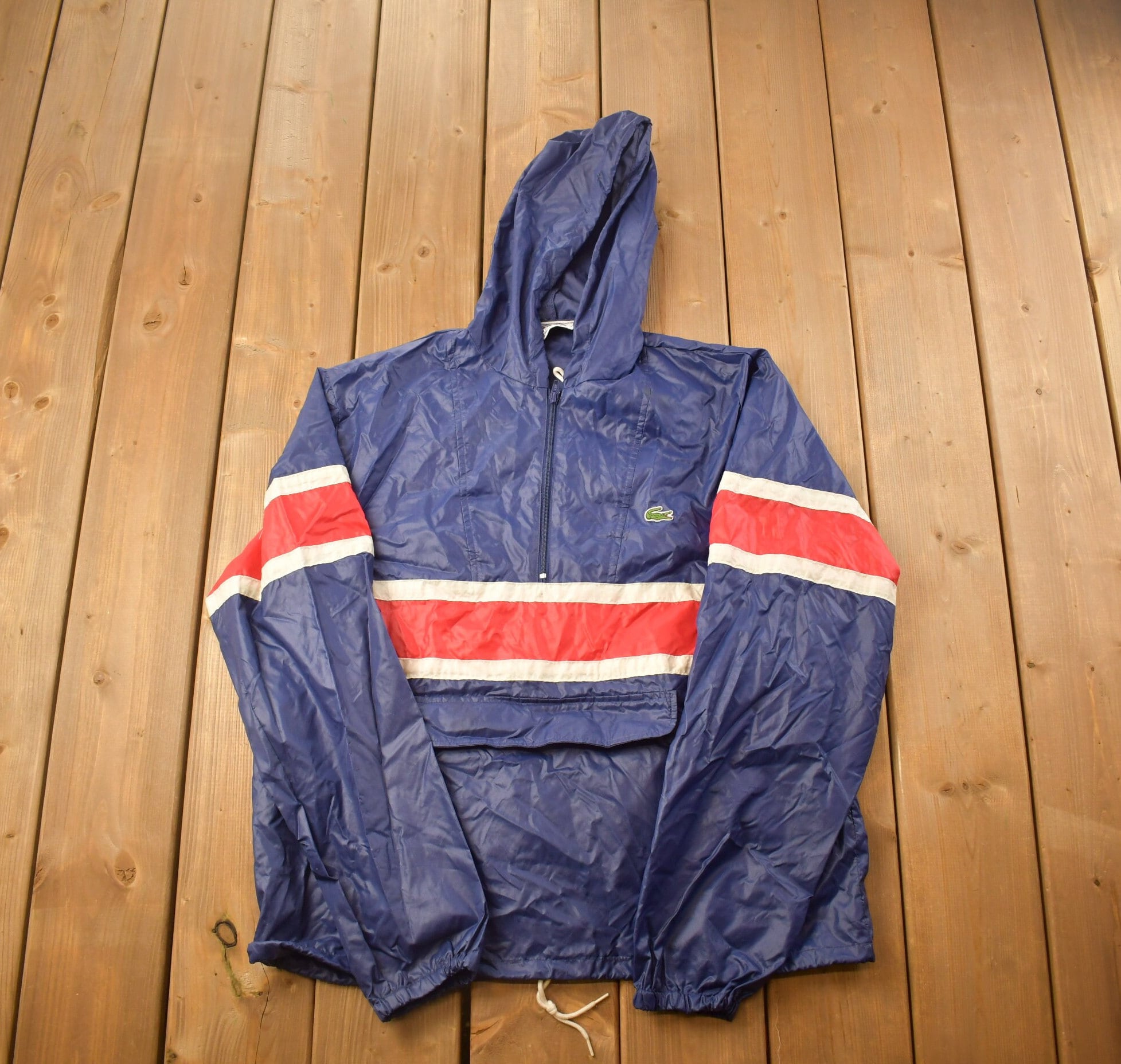 Vintage 1980s Lacoste Windbreaker Jacket Brand Logo Vintage
