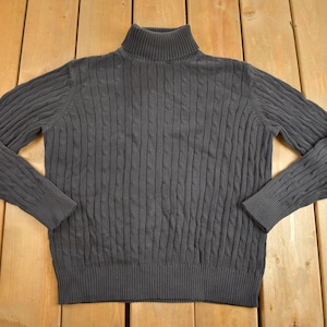 Vintage 1990&#39;s Knitted Turtle Neck Sweater / Vintage St Johns Bay / Pattern Sweater / Outdoor / Hand Knit / Pullover Sweatshirt