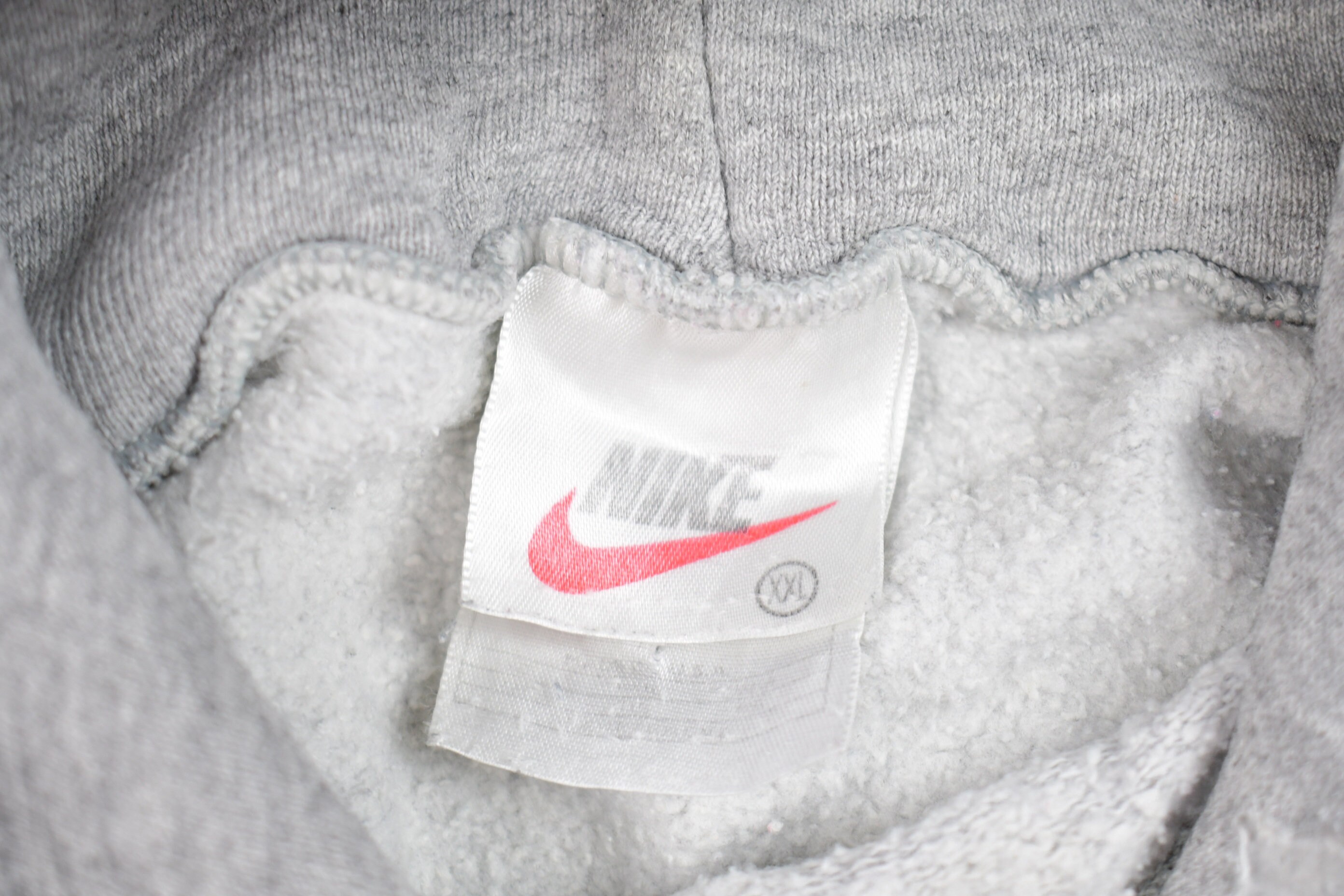 Vintage 1990s Nike White Tag Mid Swoosh Graphic Hoodie / 90s 