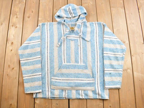 Vintage 1990s Earth Ragz Hooded Pullover Striped … - image 1