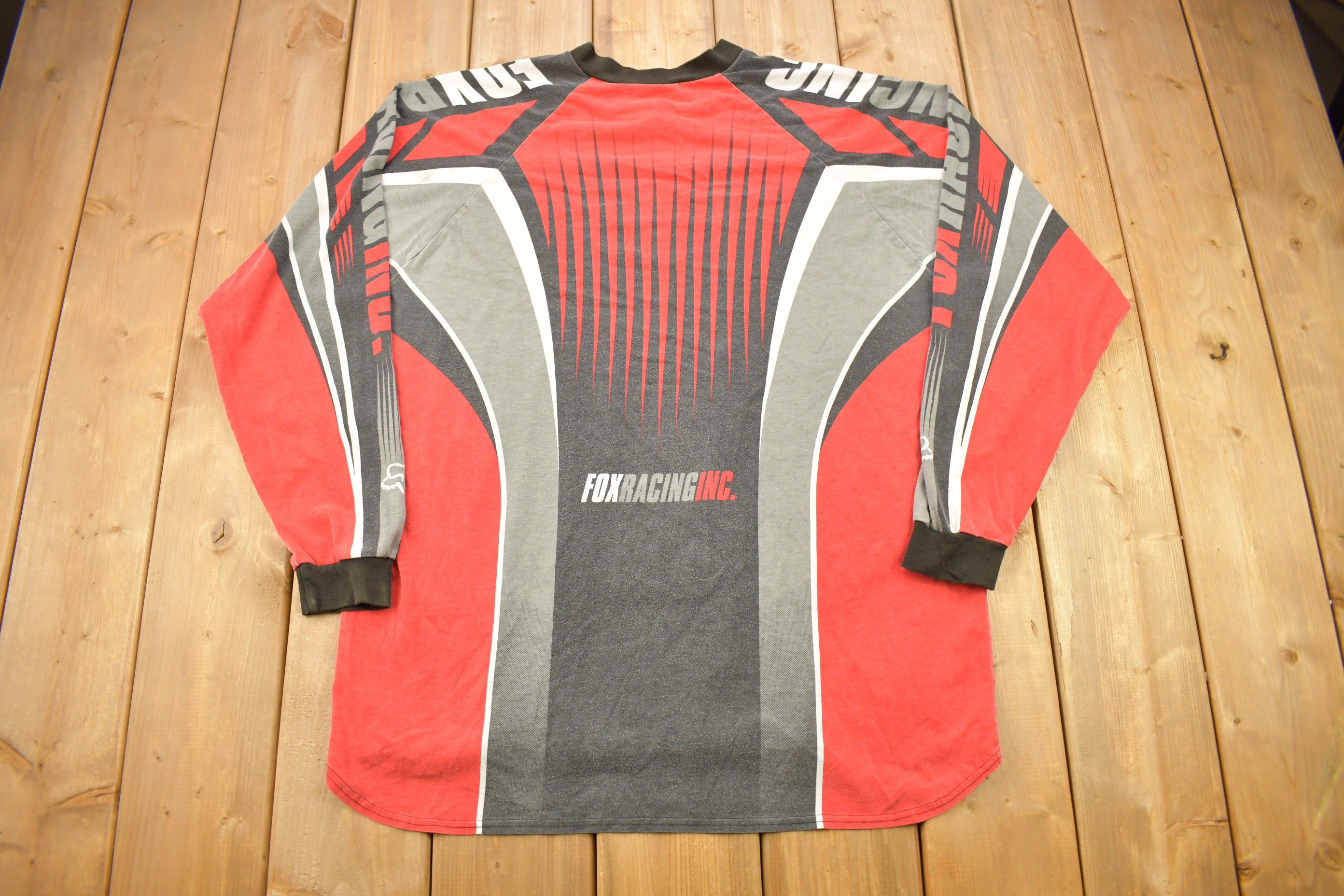 90s usa FOX モトクロスシャツ Lサイズ goodデザイン Vintage Fox Image Racing Motocross Supercross Jersey | Size