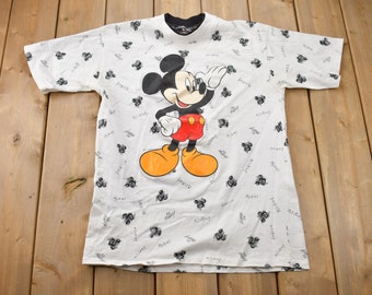Mickey Mouse Shirt 80's Vintage All Over Print AOP Tie Dye Pastel