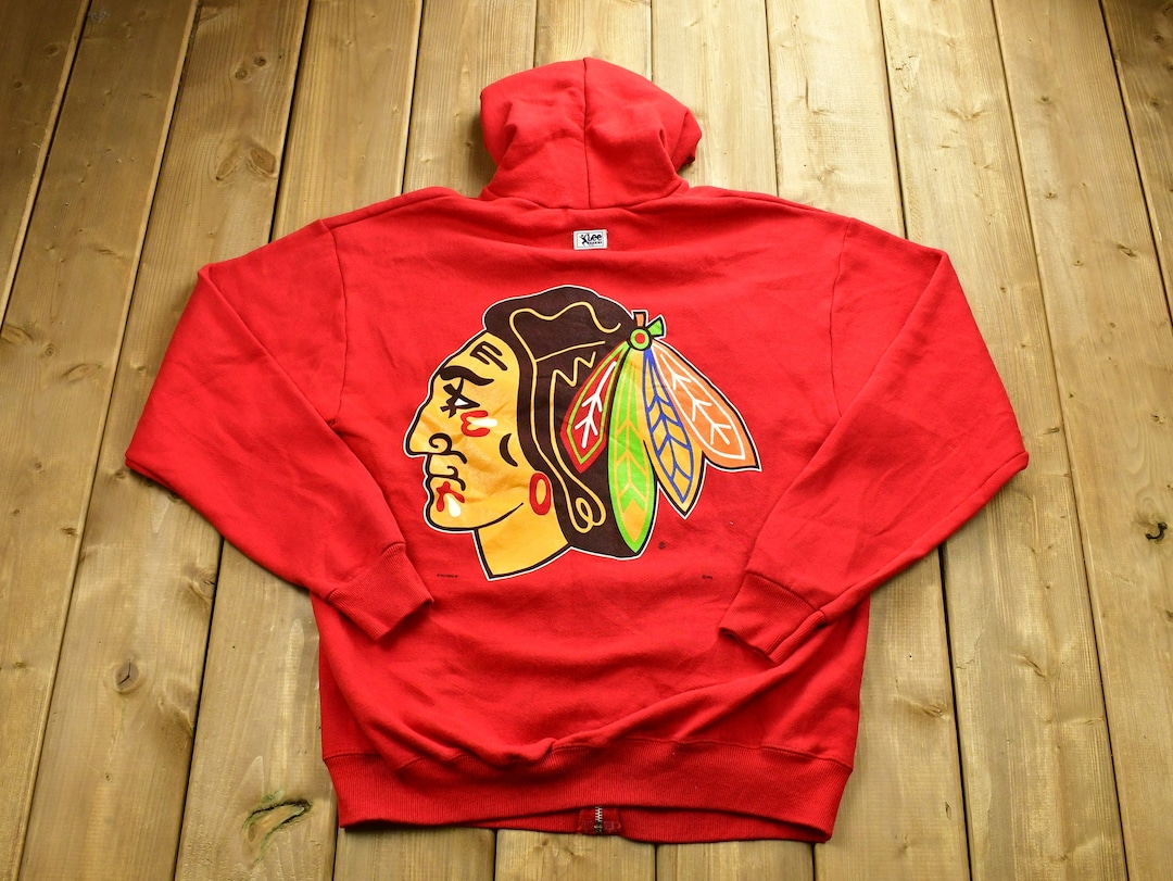 Mens Hoodies Chicago Blackhawks Zip Up Hoodie Vintage 90's Chicago
