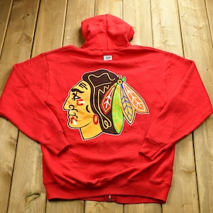 Vintage 90&#39;s Chicago Blackhawks Full Zip Sweatshirt / NHL / Vintage Hoodie / Streetwear / Athleisure Sportswear / Made In USA / Vintage NHL