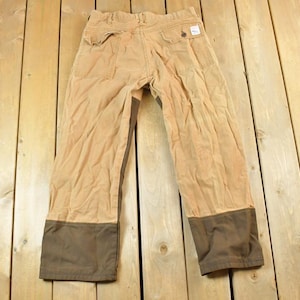 Vintage 1980s Pointer Brand Contrast Denim Work Jeans Size 36 / 90s Carpenter Pants / Made In USA / Distressed Carhartt / Vintage Workwear