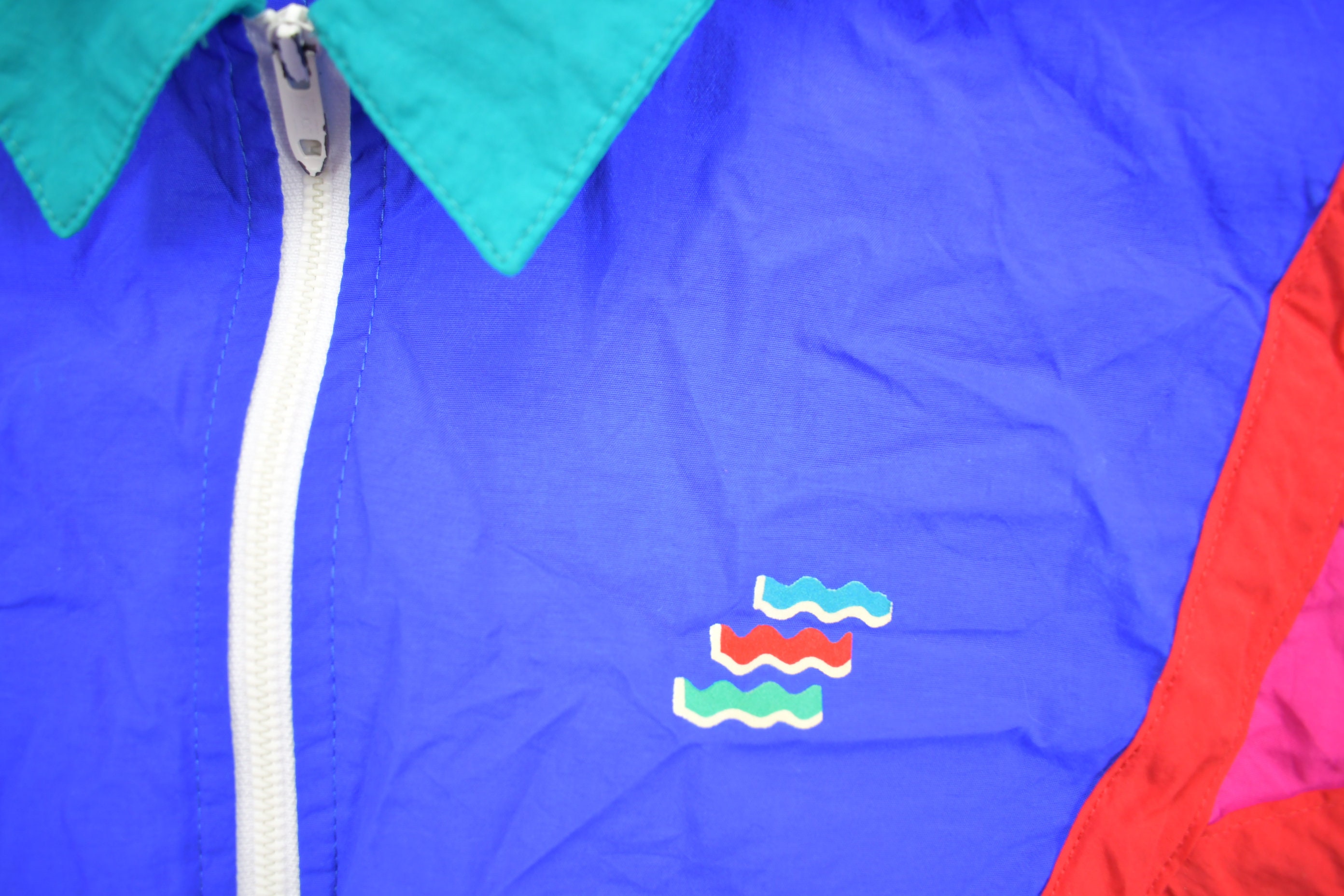 Vintage 1980s Cricket Lane Windbreaker Jacket / Color Block 