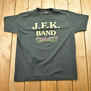 Vintage 1990s J.F.K Band T-Shirt / Music Note / Single Stitch / 80s / 90s / Streetwear Fashion / Made In USA