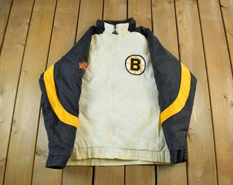Vintage 1990s Boston Bruins NHL Jacket Men's Large / Apex One / 90s Sports Coat Embroidered / Ice Hockey Memorabilia