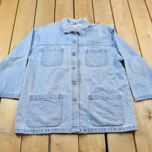 Vintage 1990s Cabin Creek Denim Button Up Shirt / 1990s Button Up / Vintage Denim Chore Coat / Casual Wear / Workwear / 90s Button Up