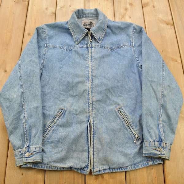 Vintage 1990s Levi's Silver Tab Denim Zip Up Shirt / 1990s Levi's Silver Tab / Vintage Flannel / Denim Zip Up