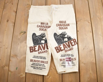 Vintage 1990s Victory Sugar Mills Sugar Sack Shorts  / One Size / Sweet Sacks Linebacker / Made In Canada