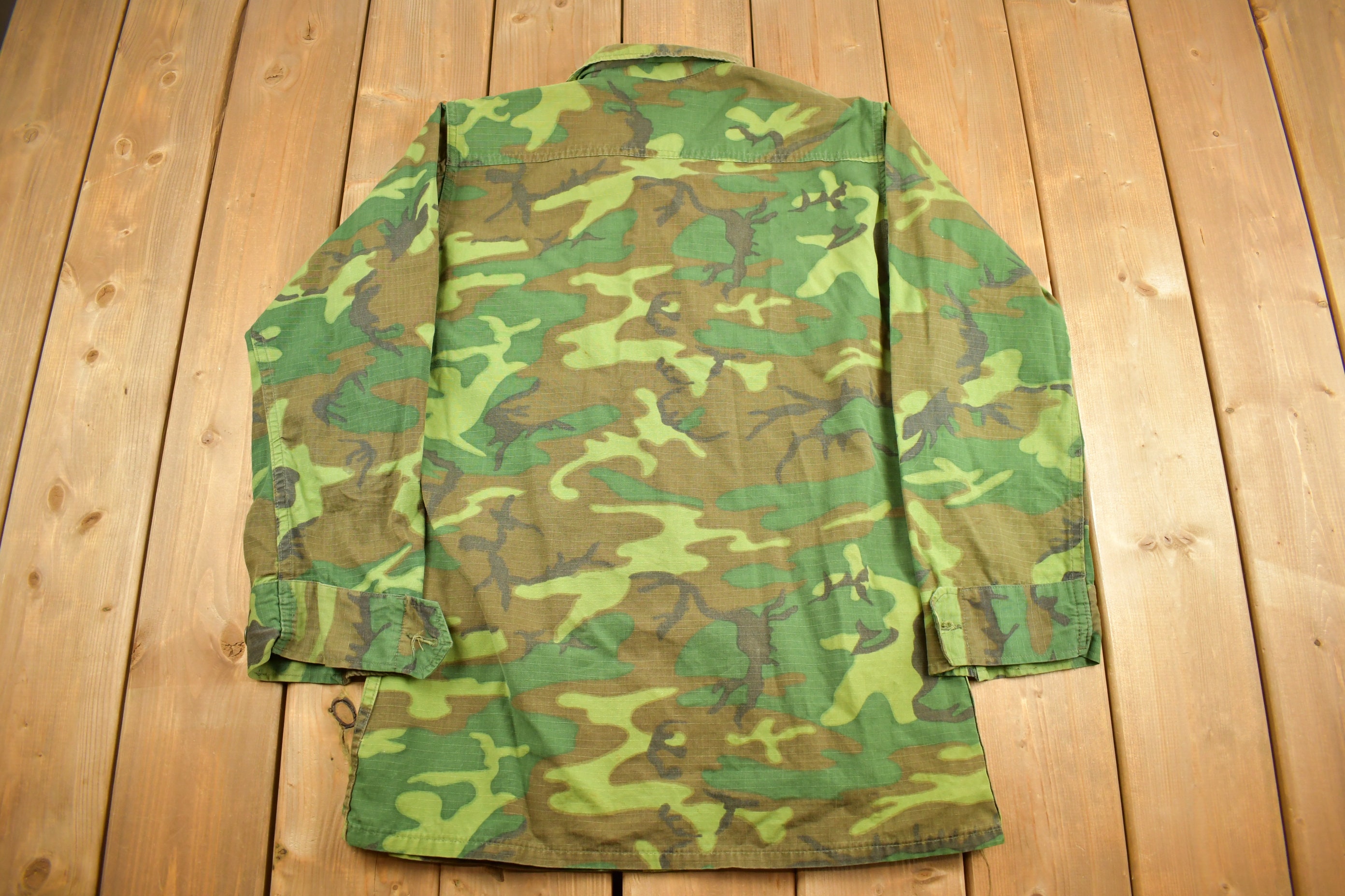 Vintage Shirt ERDL Camouflage Vietnam Rip Stop Coat Uniform Army