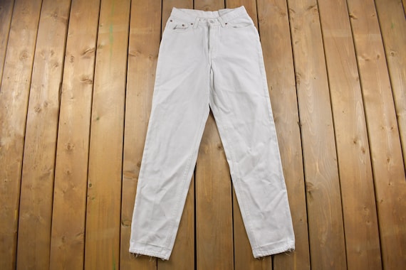 Vintage 1980s Levi's 501 Red Tab White Denim Jean… - image 3