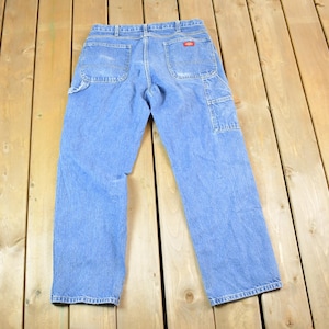 Vintage 1990s Dickies Denim Work Jeans Size 36 x 32 / 90s Carpenter Pants / Made In USA / Distressed Carhartt / Vintage Workwear