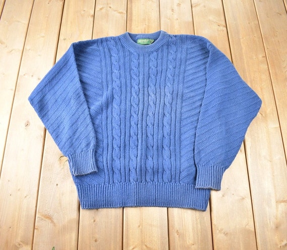 即日発送 Vintage 1980s St. Johns Bay 3D Blue Knit Crewneck Sweater トップス