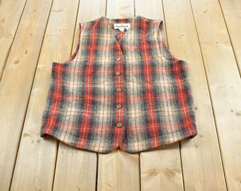 Vintage 1990s Eddie Bauer Legends Wool Blend Button Up Vest Women's XL / 90s Streetwear
