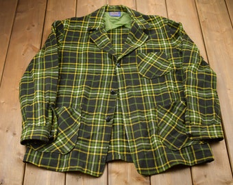Vintage 1960s Pendleton Wool Blazer / 1960s Plaid Blazer / Vintage Jacket / Casual Wear / Workwear / Pattern Button Up / 60s Pendleton
