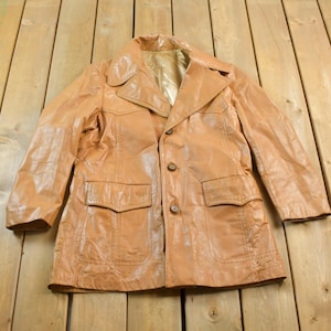 Vintage 1970s William Barry Leather Blazer Jacket / Fall Outerwear / Leather Coat / Outerwear / 70s Fashion / Leather Peacoat / True Vintage