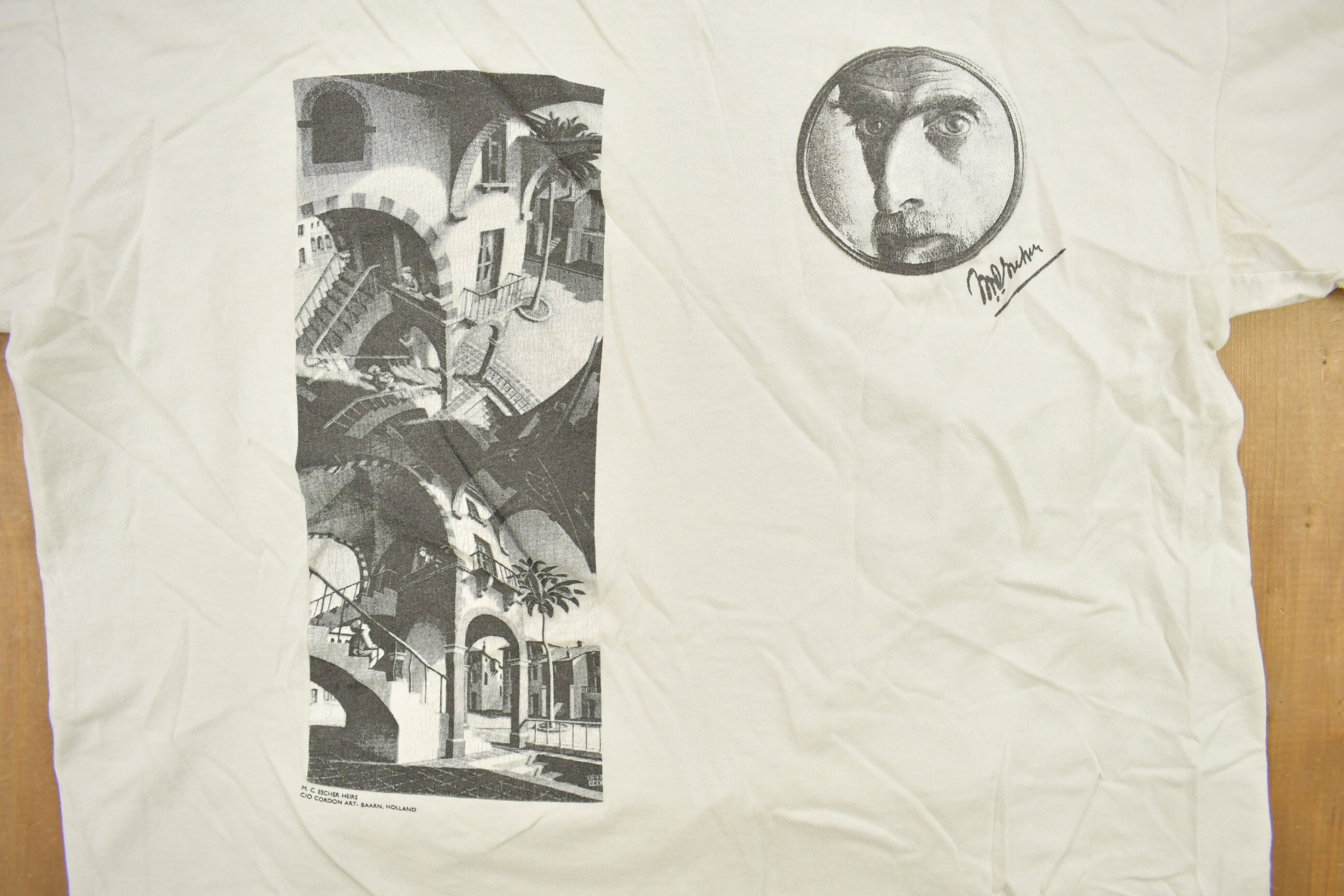 Vintage 1990s MC Escher Abstract Art Graphic T Shirt / Vintage T