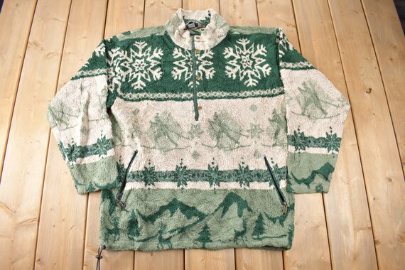 Vintage 1990s Eastern Mountain Sports EMS All Over Print Fleece 