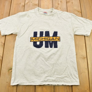 Vintage 1990s University Of Michigan Collegiate T-Shirt / Embroidered / Made In USA / NCAA Tee / Americana / Sportswear  / Nutmeg