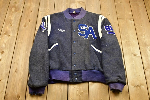 Vintage 1981 SA Huskies Wool Leather Varsity  Jac… - image 1