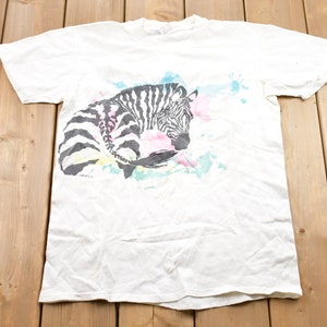 Vintage 1989 Zebra Print Graphic T-Shirt / Graphic / 80s / 90s / Streetwear / Retro Style / Single Stitch / Made In USA / Vintage Zebra