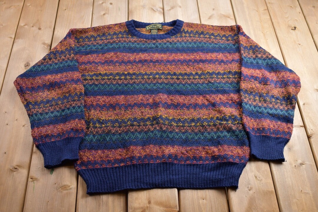 Vintage 1990s Croft and Barrow Knitted Crewneck Sweater / Vintage 90s ...