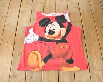 Vintage 1990s Mickey Mouse All Over Print Graphic Tank Top