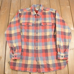 Vintage 1990s LL Bean Plaid Button Up Shirt / 1990s Button Up / Vintage Flannel / Casual Wear / Workwear / Pattern Button Up
