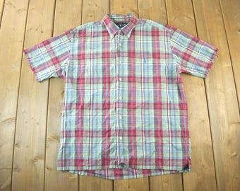 Vintage 90's Polo Ralph Lauren Caldwell Cotton Blue Checkered
