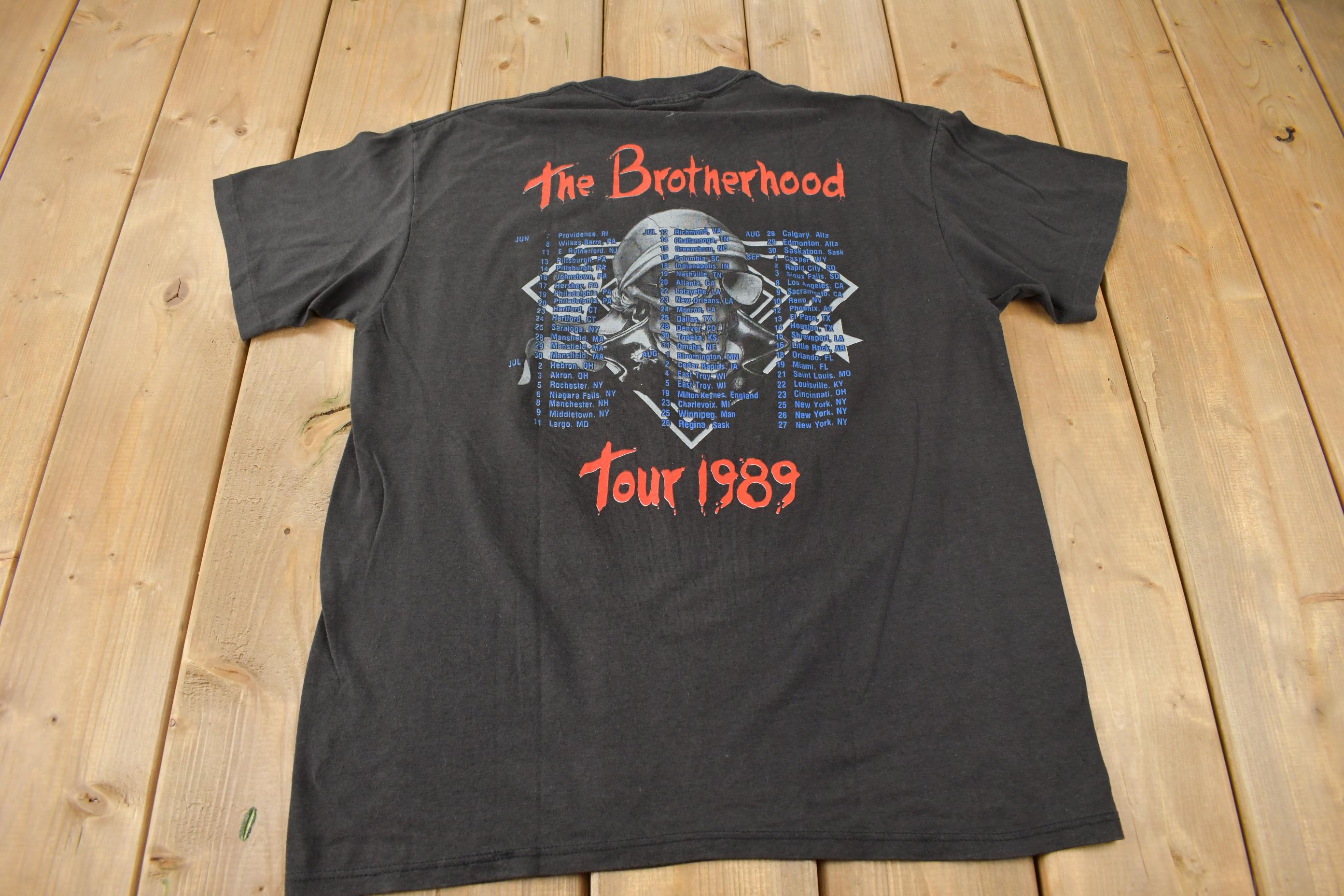 【ビンテージ】BON JOVI 1989 Tシャツ Lサイズ vintage 80s BON JOVI FOREVER BROTHERHOOD TOUR 1989 USA FLAG