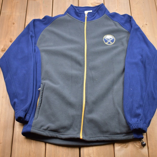 Vintage jaren 1990 Buffalo Sabres Full Zip Fleece Sweatshirt / jaren '90 Zip Up / jaren '90 NHL Hockey Zip Up / Amerikaanse sportkleding / Pullover Sweatshirt