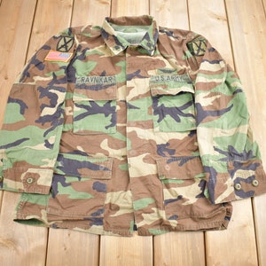 Vintage 1999 US Military Woodland Camo Jacket / USMC / US Army Green / Militaria / Size Medium / Authentic Military Gear