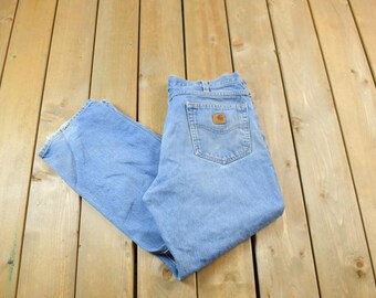 Vintage 1990s Carhartt Jeans Size 36 x 30 / 90s Carhartt Jeans / Distressed Carhartt / 90s Workwear / Carhartt Vintage / Light Wash Jeans