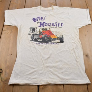 Vintage 1980s Bite by Hoosier Lakeville Indiana / Yellowing and Stains / Souvenir T Shirt / Rare Vintage / Made in USA / Single Stitch
